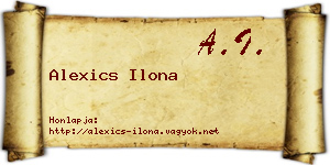 Alexics Ilona névjegykártya